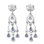 D'Joy - Tanzanite Dangling Earring with Push Back in Rhodium Overlay Sterling Silver 2.04 Ct.