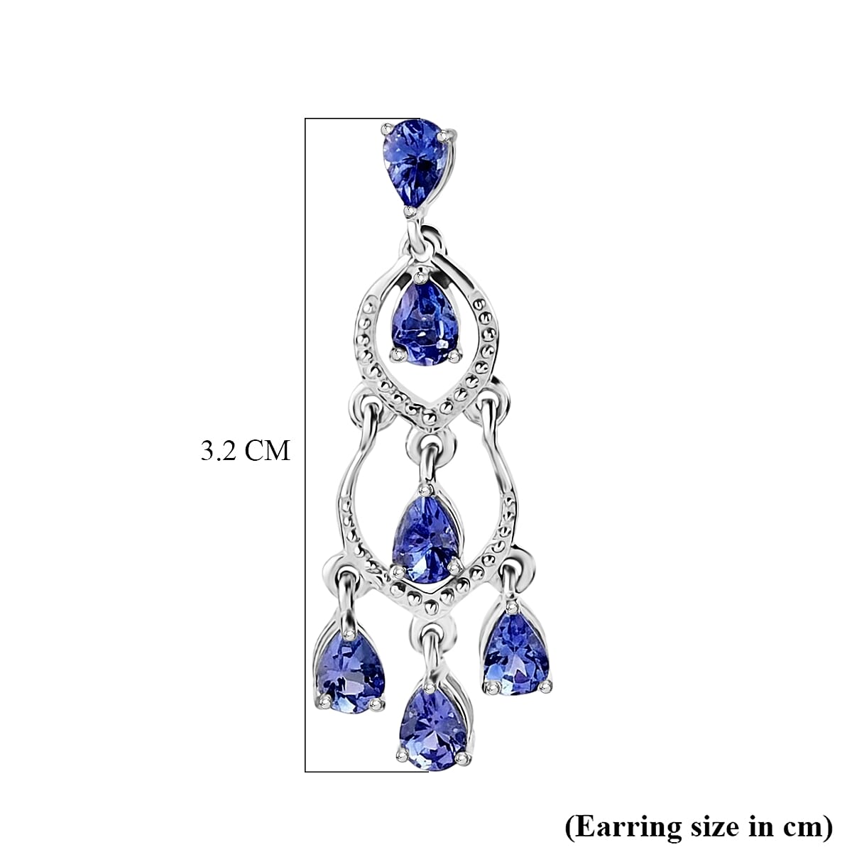 D'Joy - Tanzanite Dangling Earring with Push Back in Rhodium Overlay Sterling Silver 2.04 Ct. 8574437 6