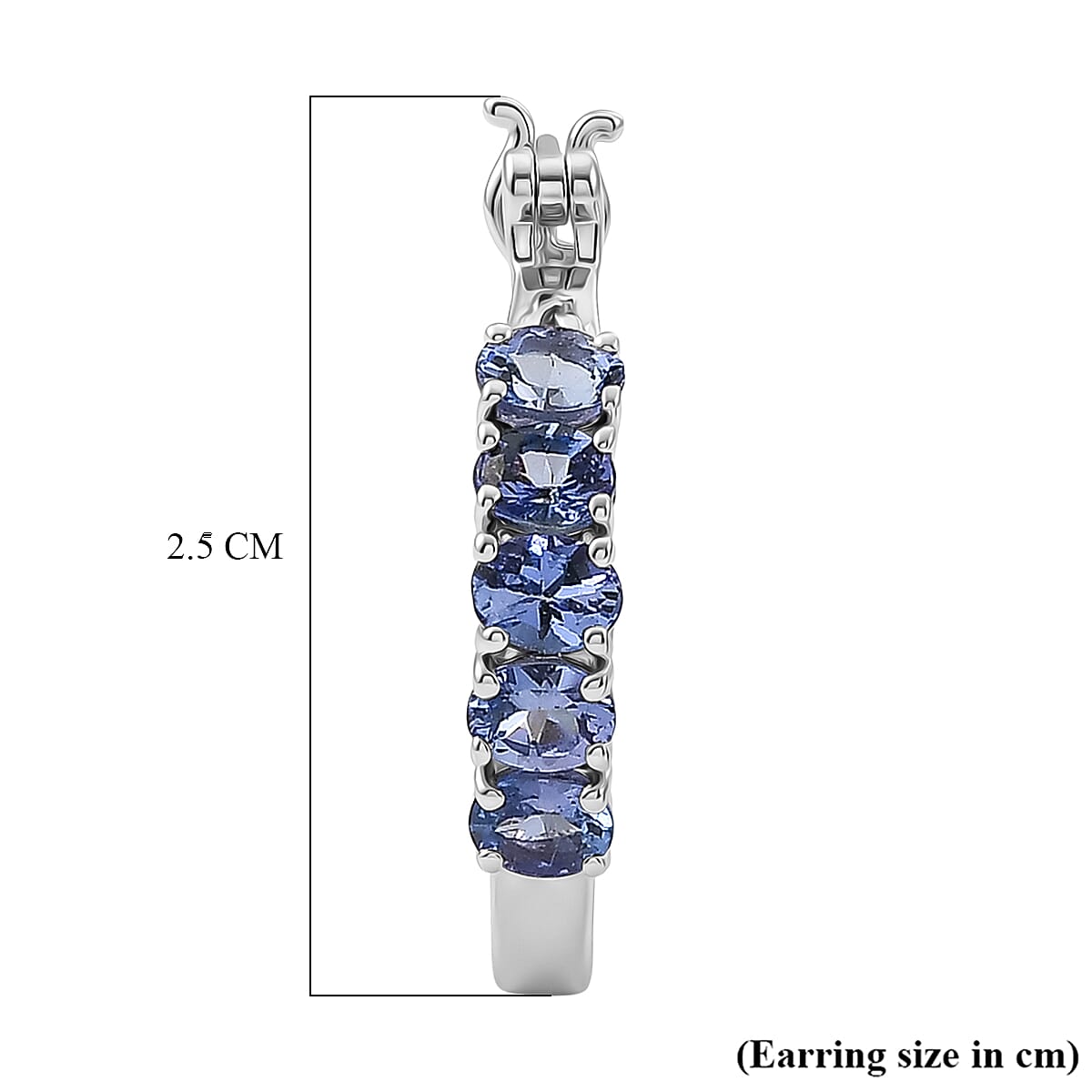 D'Joy - Tanzanite Hoop Earring with Clasp in Rhodium Overlay Sterling Silver 2.00 Ct. 8574435 5