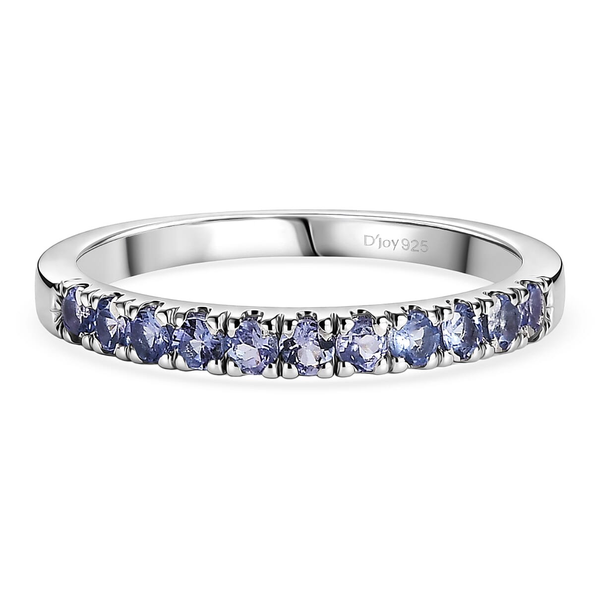 D'Joy Tanzanite Half Eternity Band Ring in Rhodium Overlay Sterling Silver 8532008 0