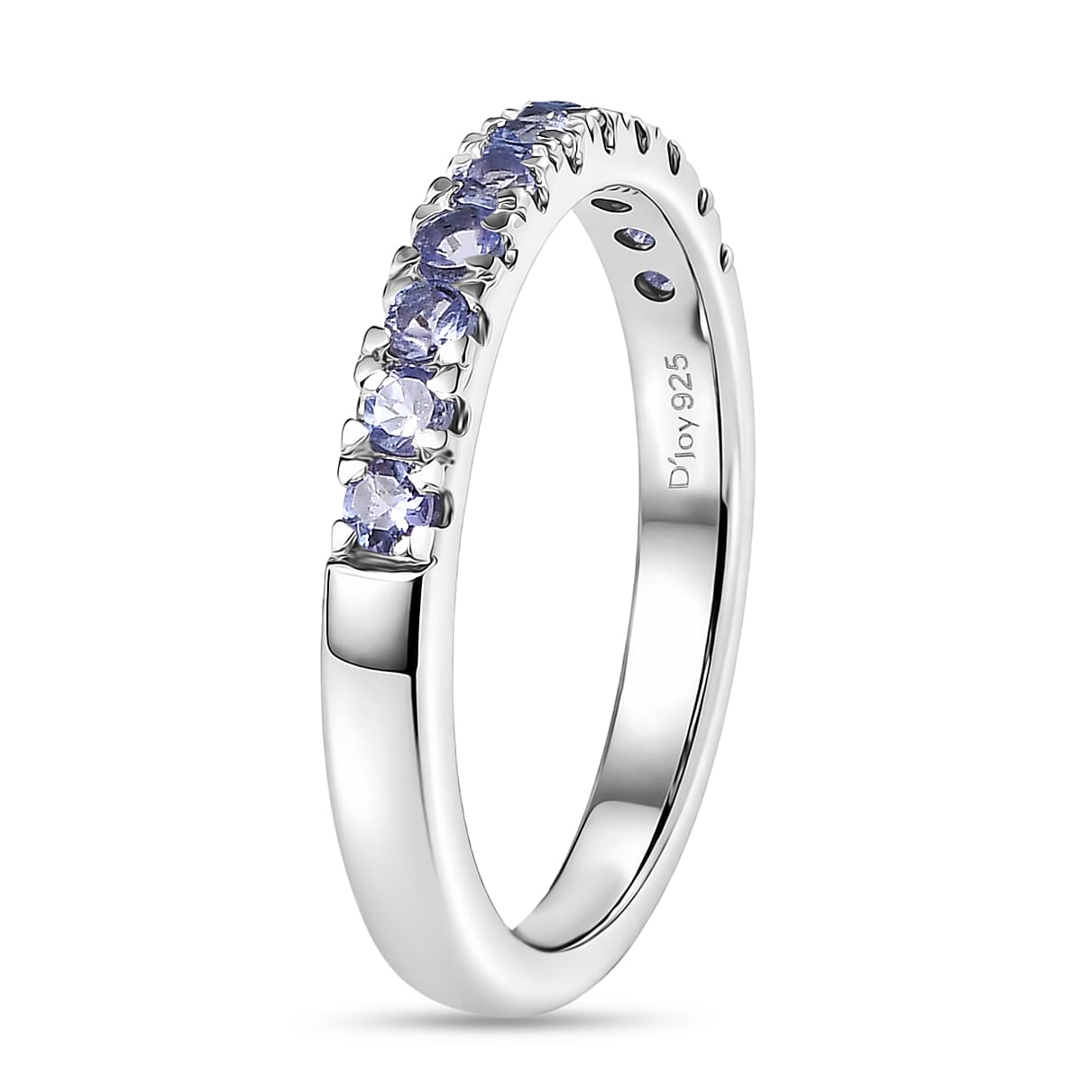 D'Joy Tanzanite Half Eternity Band Ring in Rhodium Overlay Sterling Silver 8532008 4