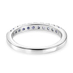 D'Joy Tanzanite Half Eternity Band Ring in Rhodium Overlay Sterling Silver