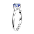 D'Joy Tanzanite & Moissanite Bypass Ring in Platinum Overlay Sterling Silver