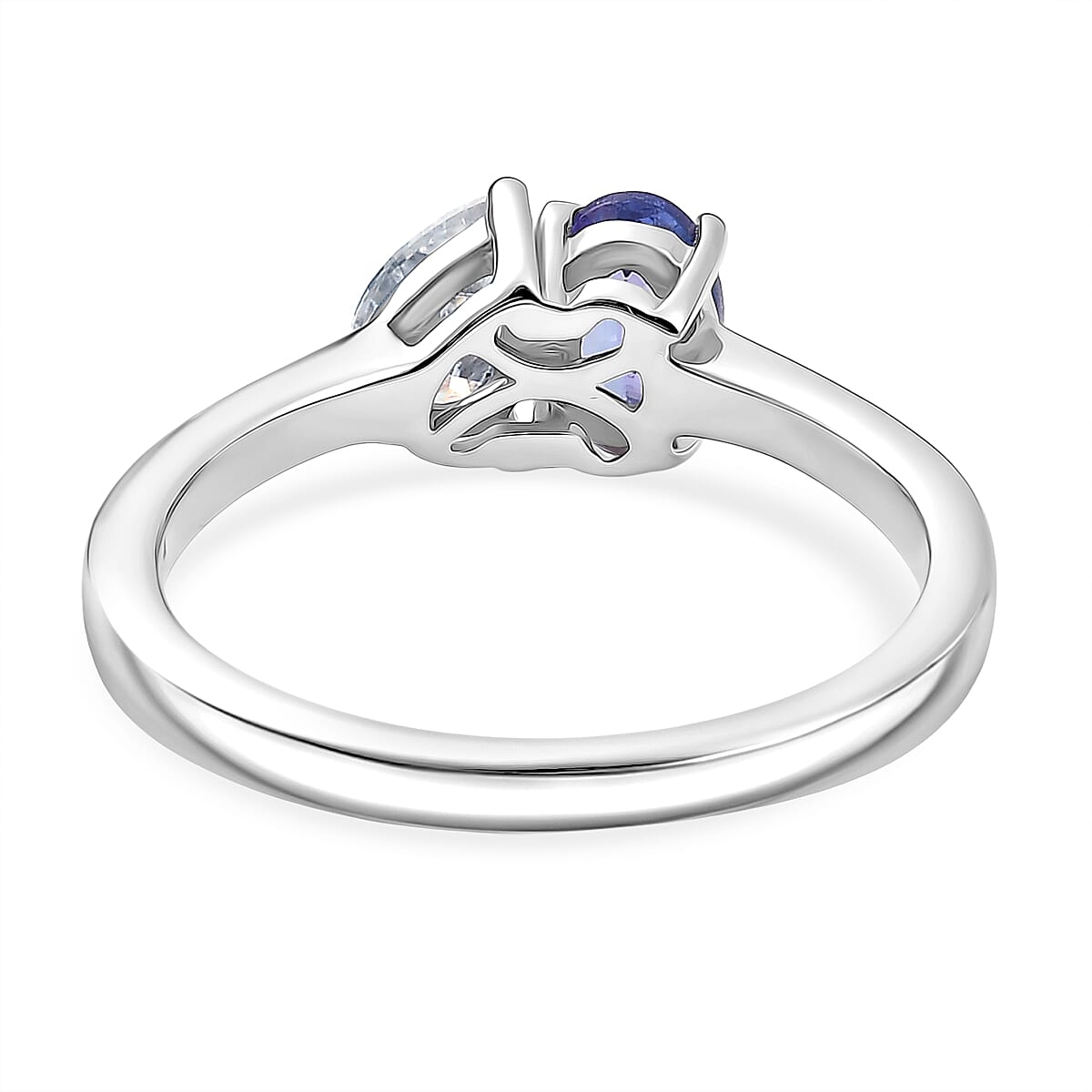 D'Joy Tanzanite &amp; Moissanite Bypass Ring in Platinum Overlay Sterling Silver 8302286 5