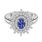 D'Joy Tanzanite & Moissanite Ring in Rhodium Overlay Sterling Silver 1.31 Ct.