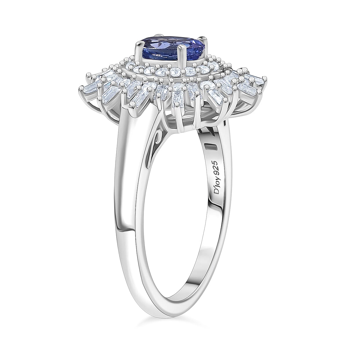 D'Joy Tanzanite &amp; Moissanite Ring in Rhodium Overlay Sterling Silver 1.31 Ct. 8249813 4