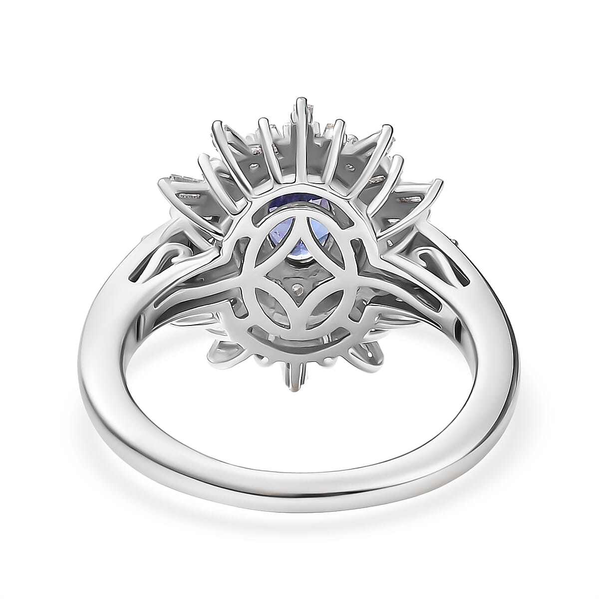D'Joy Tanzanite &amp; Moissanite Ring in Rhodium Overlay Sterling Silver 1.31 Ct. 8249813 5