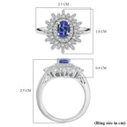 D'Joy Tanzanite & Moissanite Ring in Rhodium Overlay Sterling Silver 1.31 Ct.