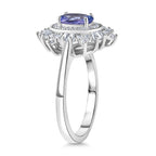 D'Joy Tanzanite & Moissanite Ring in Rhodium Overlay Sterling Silver 1.36 Ct.