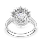 D'Joy Tanzanite & Moissanite Ring in Rhodium Overlay Sterling Silver 1.36 Ct.