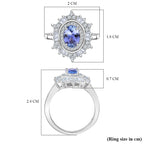 D'Joy Tanzanite & Moissanite Ring in Rhodium Overlay Sterling Silver 1.36 Ct.