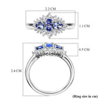 D'Joy Tanzanite & Moissanite Ring in Platinum Overlay Sterling Silver 0.93 Ct.