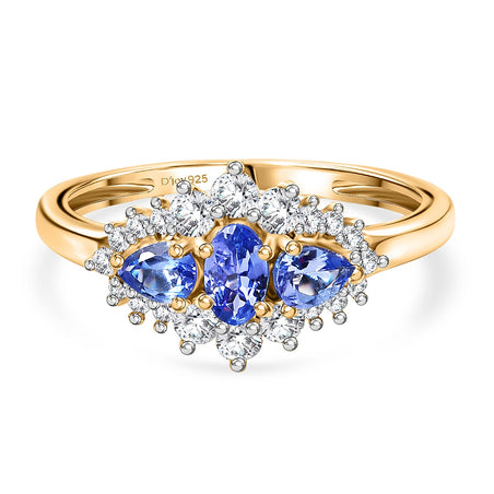 D'Joy Tanzanite &amp; Moissanite Ring in Yellow Gold Plated Sterling Silver 0.93 Ct. 8486729 1