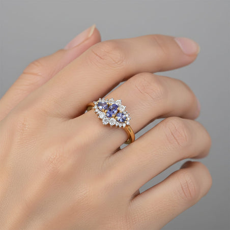 D'Joy Tanzanite &amp; Moissanite Ring in Yellow Gold Plated Sterling Silver 0.93 Ct. 8486729 2