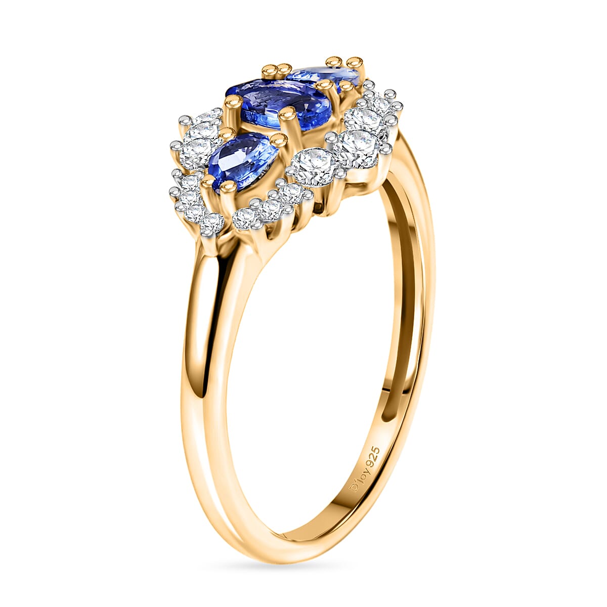 D'Joy Tanzanite &amp; Moissanite Cluster Ring in Yellow Gold Plated Sterling Silver 1.00 Ct. V32490988 4