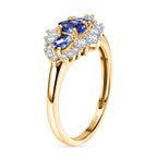 D'Joy Tanzanite & Moissanite Ring in Yellow Gold Plated Sterling Silver 0.93 Ct.