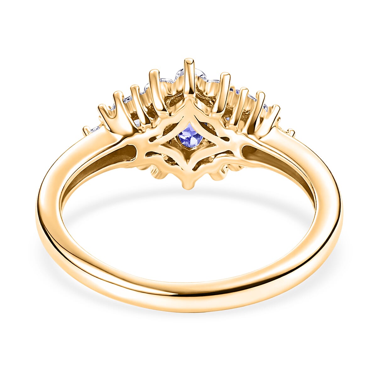D'Joy Tanzanite &amp; Moissanite Cluster Ring in Yellow Gold Plated Sterling Silver 1.00 Ct. V32490988 5