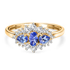 D'Joy Tanzanite & Moissanite Ring in Yellow Gold Plated Sterling Silver 0.93 Ct.
