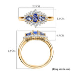 D'Joy Tanzanite & Moissanite Ring in Yellow Gold Plated Sterling Silver 0.93 Ct.