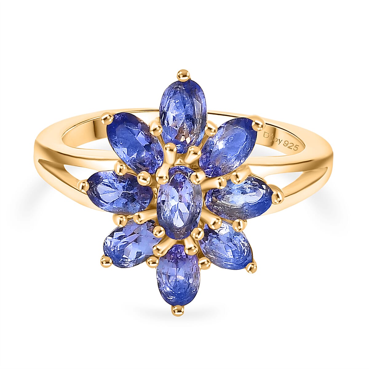 D'Joy Tanzanite Floral Ring in Yellow Gold Plated Sterling Silver 2.12 Ct. 8276819 0