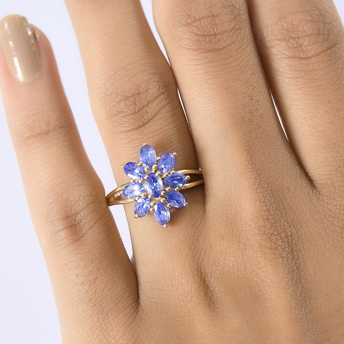 D'Joy Tanzanite Floral Ring in Yellow Gold Plated Sterling Silver 2.12 Ct. 8276819 3
