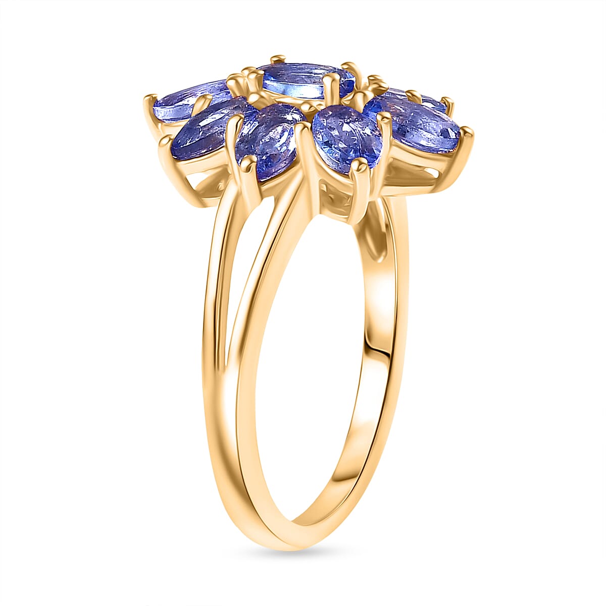 D'Joy Tanzanite Floral Ring in Yellow Gold Plated Sterling Silver 2.12 Ct. 8276819 4