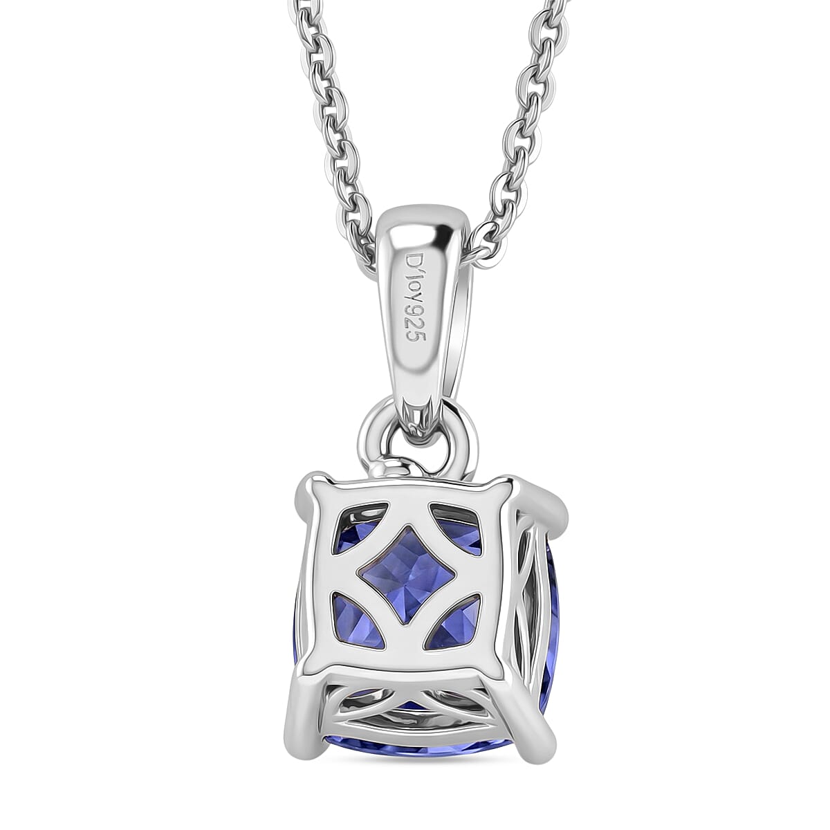 D'Joy - Tanzanite Solitaire Pendant with Chain (Size 20) in Rhodium Overlay Sterling Silver 1.35 Ct. 4462468 5