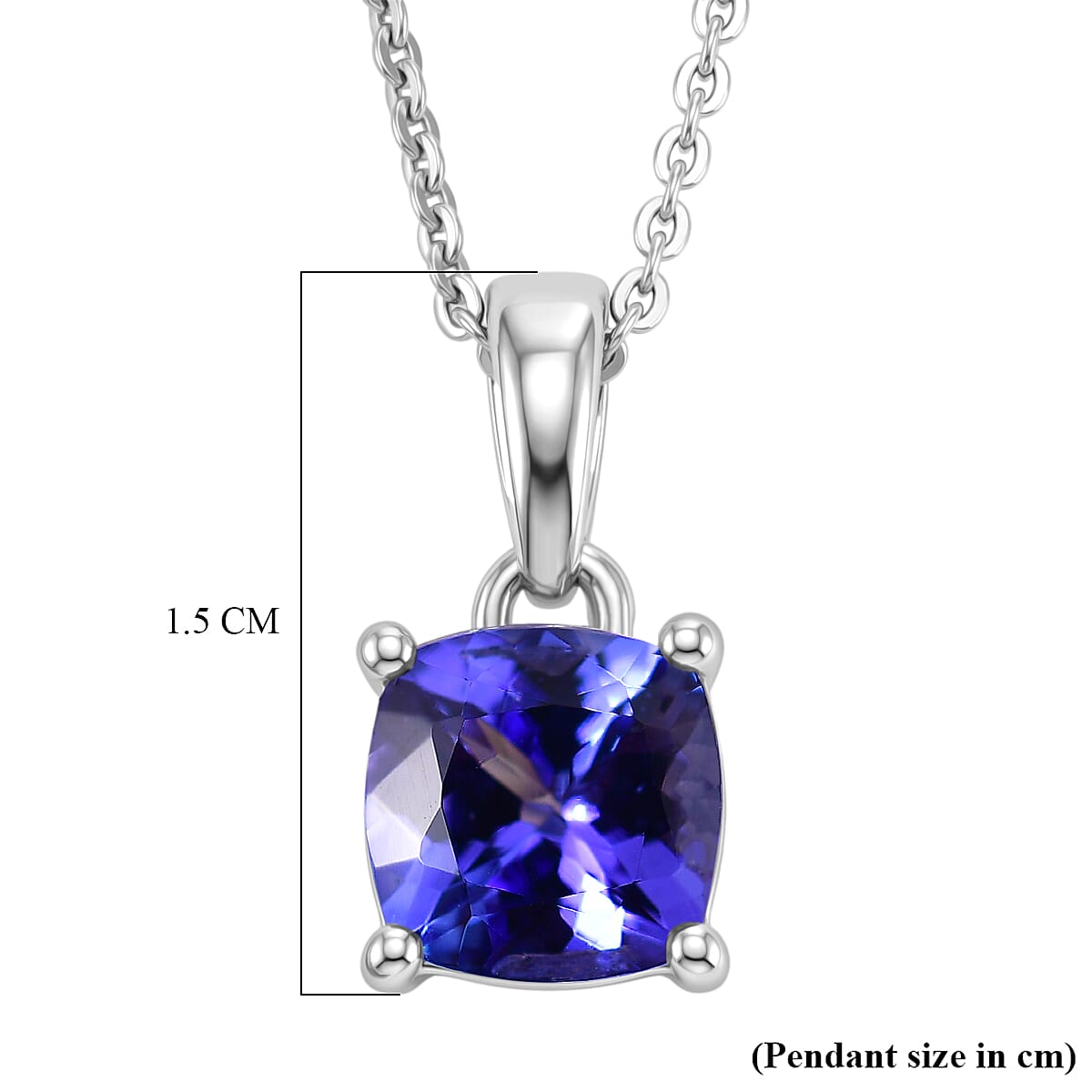 D'Joy - Tanzanite Solitaire Pendant with Chain (Size 20) in Rhodium Overlay Sterling Silver 1.35 Ct. 4462468 6