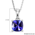 D'Joy - Tanzanite Solitaire Pendant with Chain (Size 20) in Rhodium Overlay Sterling Silver 1.35 Ct.