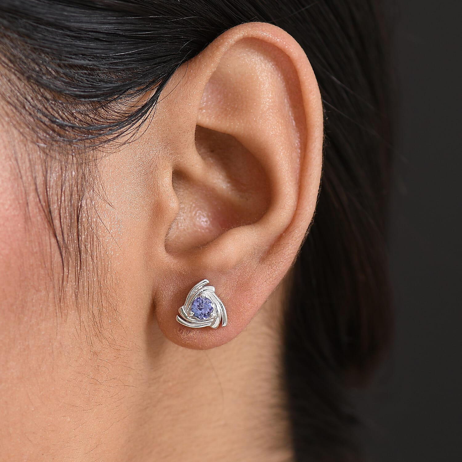 D'Joy Tanzanite Solitaire Stud Push Post Earring in Platinum Overlay Sterling Silver 8302297 3