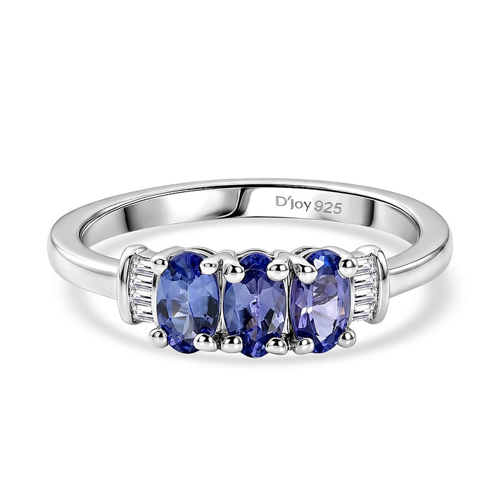 D'Joy - Tanzanite &amp; White Diamond Ring in Rhodium Overlay Sterling Silver 0.83 Ct. 8572415 1