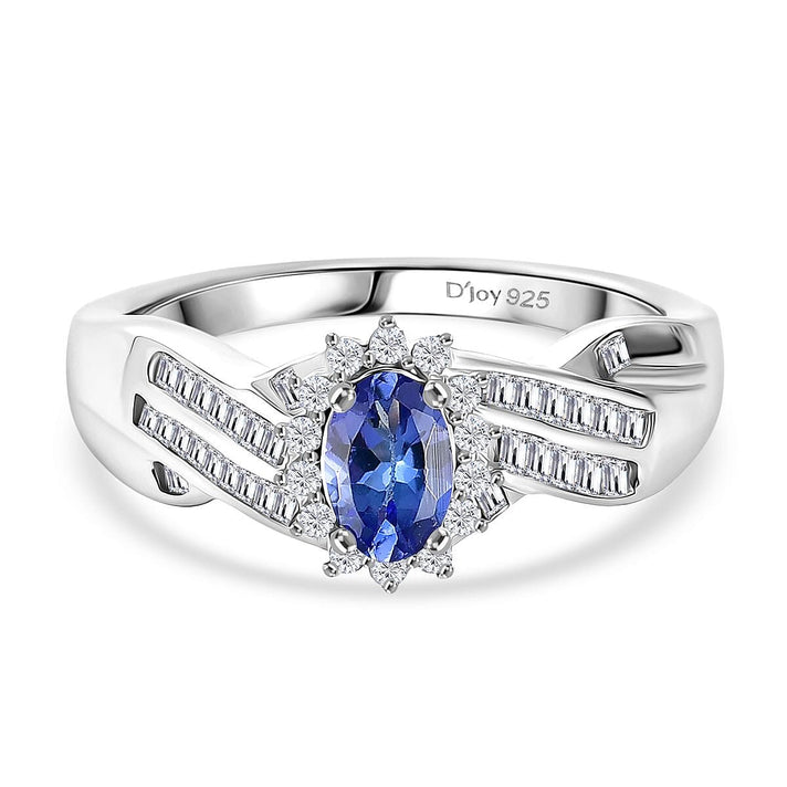 D'Joy Tanzanite &amp; White Diamond Ring in Rhodium Overlay Sterling Silver 0.76 Ct. 8310443 1