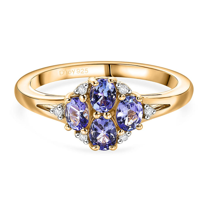D'Joy - Tanzanite &amp; White Zircon Cluster Ring in Yellow Gold Plated Sterling Silver 8572400 1