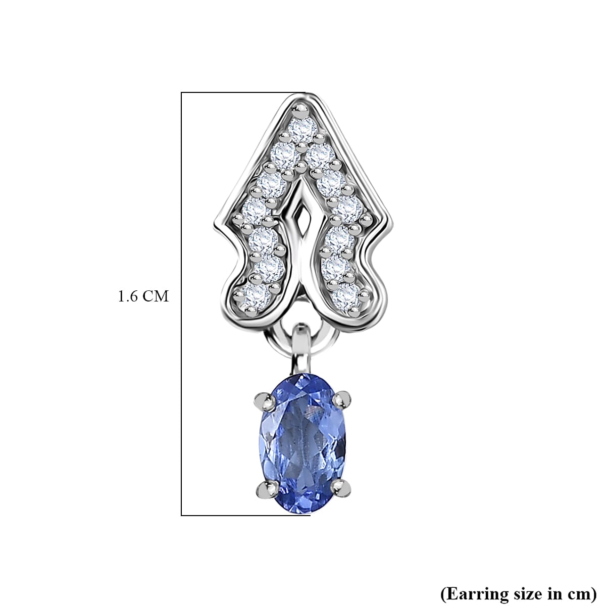 D'Joy Tanzanite &amp; White Zircon Dangling Earring with Push Back in Platinum Overlay Sterling Silver 8302295 5