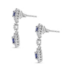 D'Joy - Tanzanite & White Zircon Dangling Earring with Push Post in Rhodium Overlay Sterling Silver 1.45 Ct.