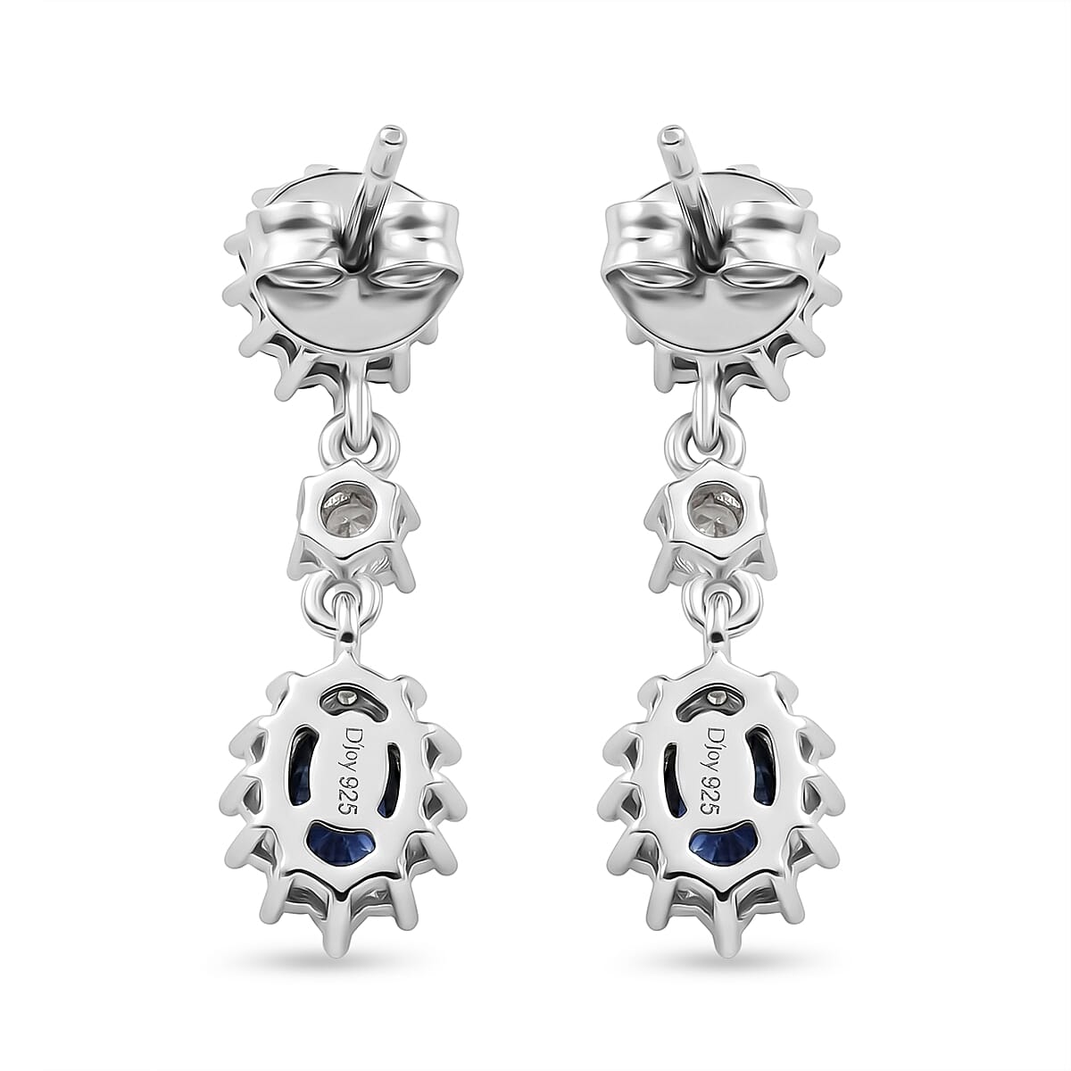 D'Joy - Tanzanite &amp; White Zircon Dangling Earring with Push Post in Rhodium Overlay Sterling Silver 1.45 Ct. 8572391 4