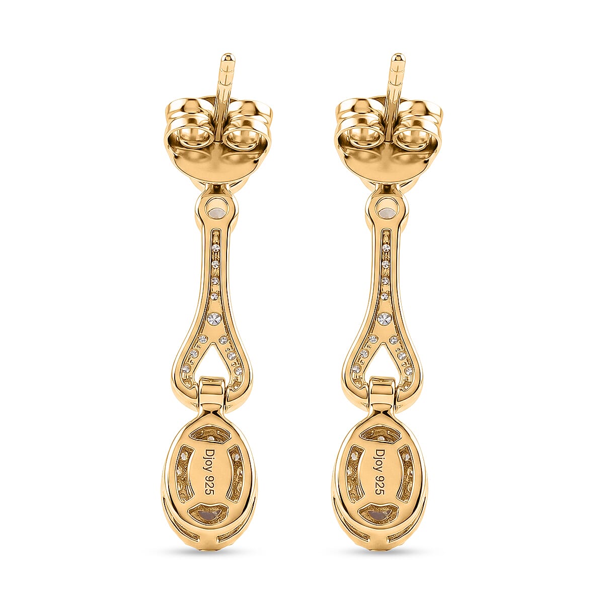 D'Joy - Tanzanite &amp; White Zircon Dangling Earring with Push Post in Yellow Gold Plated Sterling Silver 1.00 Ct. V32534639 5