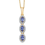 D'Joy - Tanzanite & White Zircon Drop Pendant with Chain (Size 20) in Yellow Gold Plated Sterling Silver 1.00 Ct.