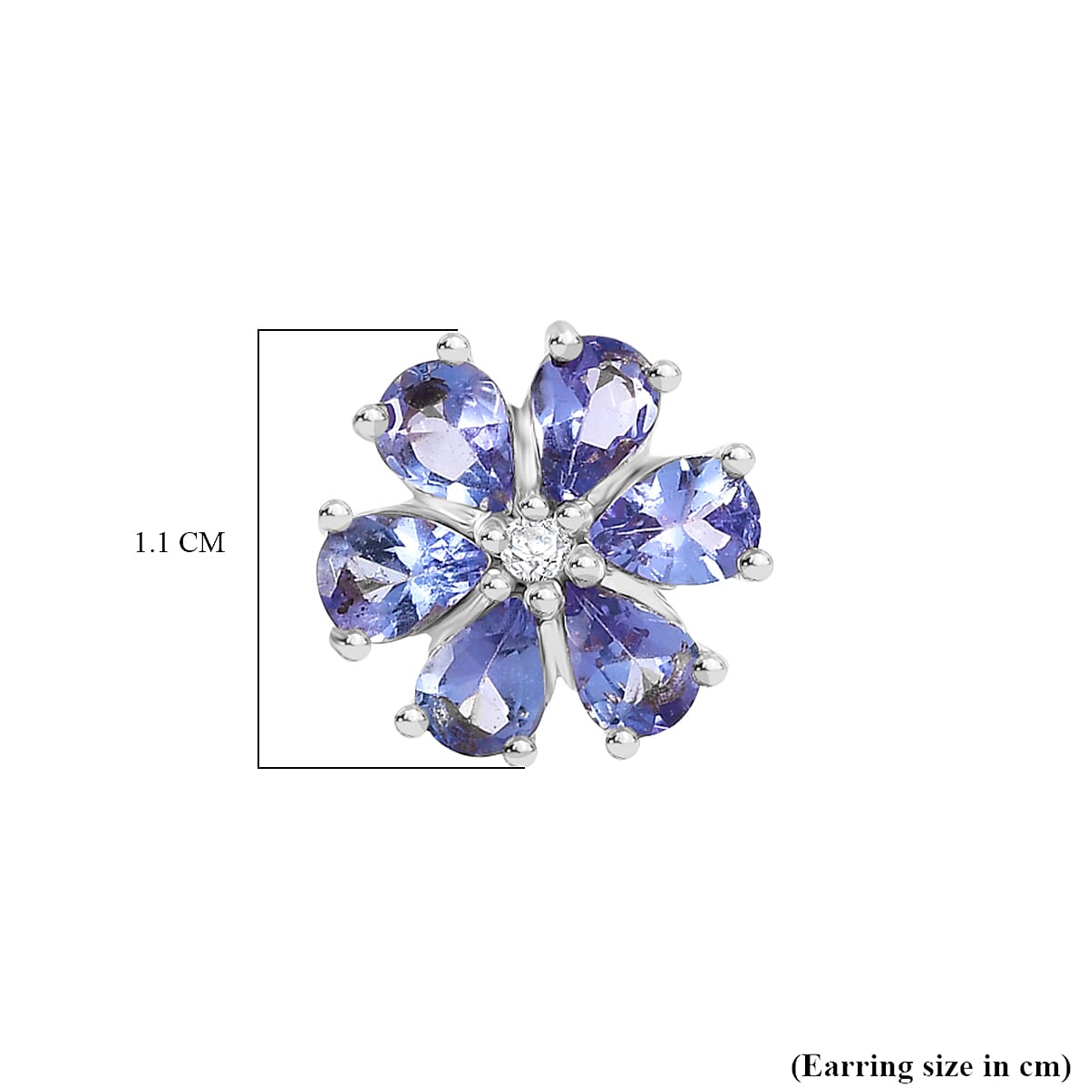 D'Joy Tanzanite &amp; White Zircon Earring with Push Back in Platinum Overlay Sterling Silver 1.95 Ct. 8302223 5