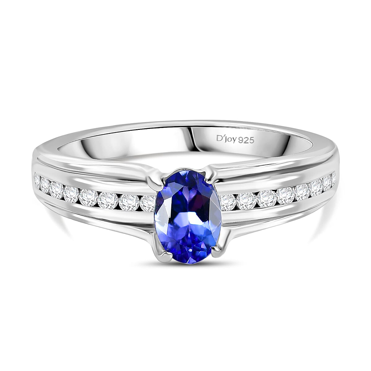 D'Joy Premium Tanzanite &amp; White Zircon Ring in Platinum Overlay Sterling Silver 1.01 Ct. 8260374 0