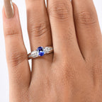 D'Joy Premium Tanzanite & White Zircon Ring in Platinum Overlay Sterling Silver 1.01 Ct.