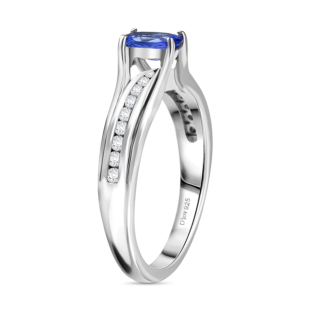 D'Joy Premium Tanzanite &amp; White Zircon Ring in Platinum Overlay Sterling Silver 1.01 Ct. 8260374 4