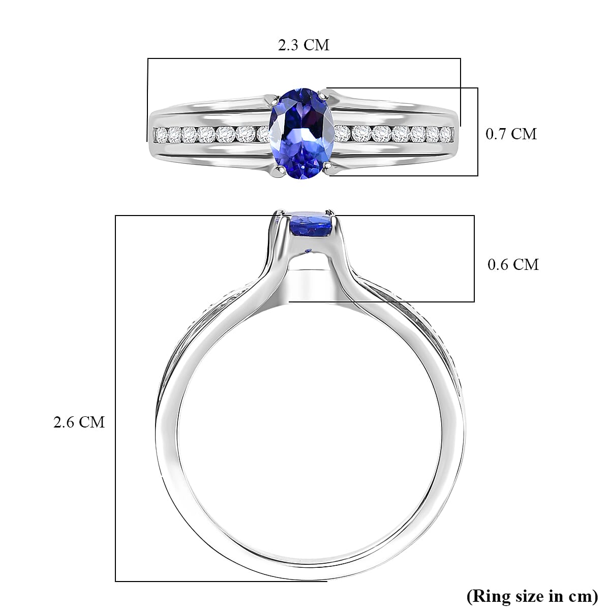 D'Joy Premium Tanzanite &amp; White Zircon Ring in Platinum Overlay Sterling Silver 1.01 Ct. 8260374 6