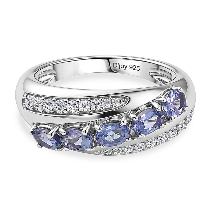 D'Joy - Tanzanite &amp; White Zircon Ring in Rhodium Overlay Sterling Silver 1.17 Ct. 8572130 1