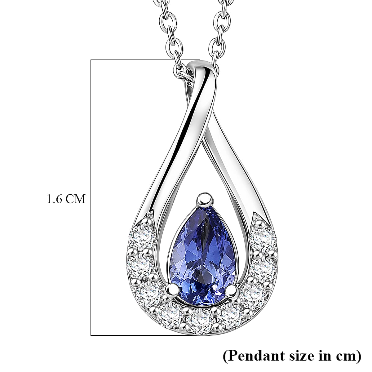 D'Joy - Tanzanite &amp; White Zircon Pendant with Chain (Size 20) in Platinum Overlay Sterling Silver V32534109 6