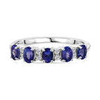 D'Joy Tanzanite & White Zircon 5 Stone Ring in Rhodium Overlay Sterling Silver