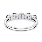 D'Joy Tanzanite & White Zircon 5 Stone Ring in Rhodium Overlay Sterling Silver