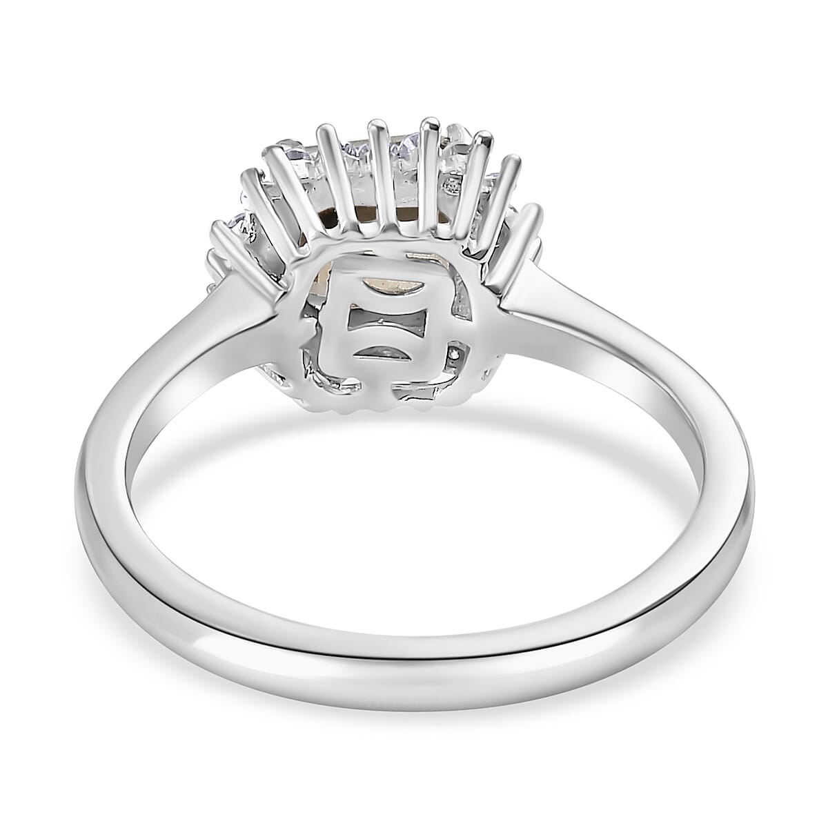 D'Joy Turkizite, Moissanite Halo Ring in Rhodium Overlay Sterling Silver 1.46 Ct. V32655863 6