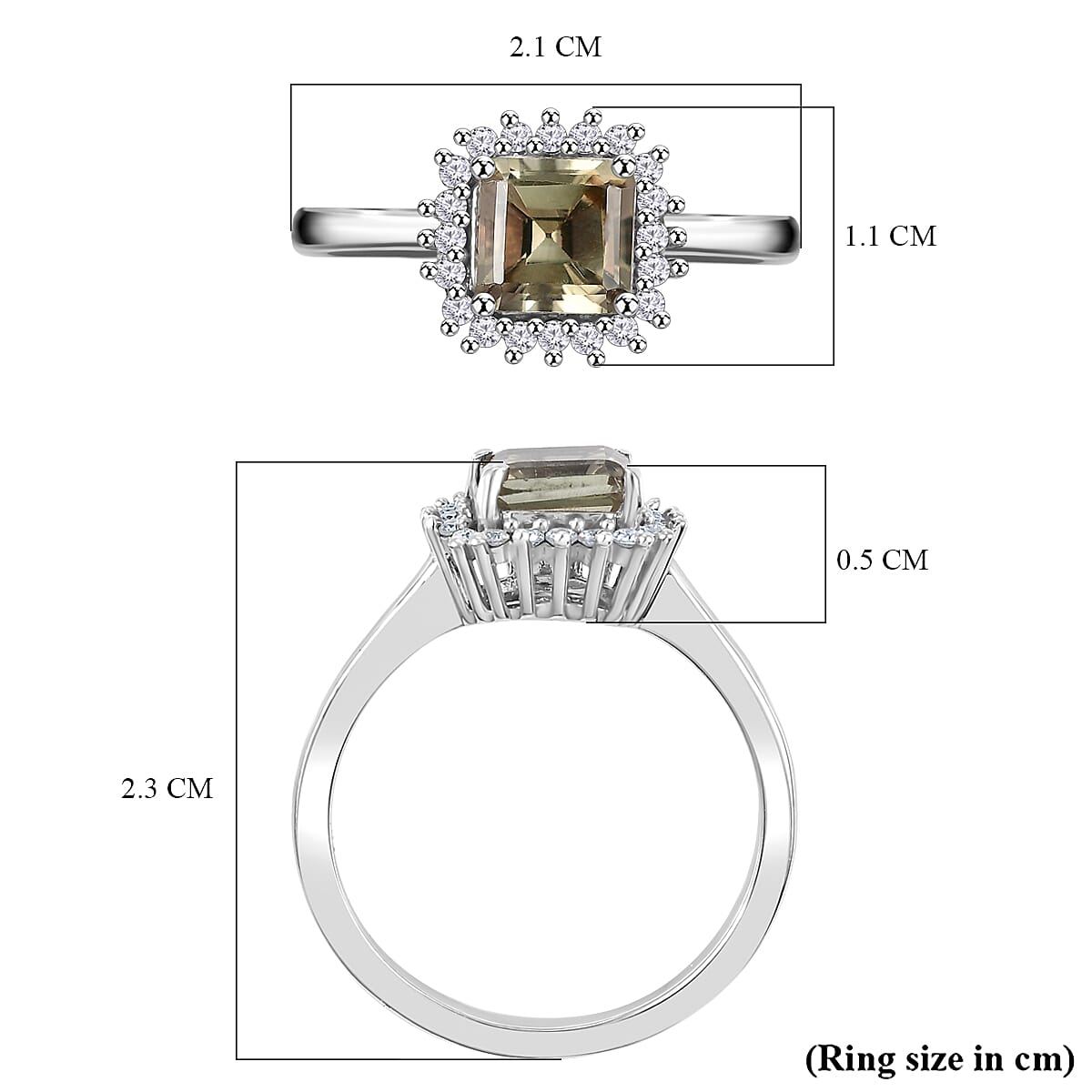 D'Joy Turkizite, Moissanite Halo Ring in Rhodium Overlay Sterling Silver 1.46 Ct. V32655863 7
