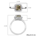 D'Joy Exclusive Edition - AAA Turkizite & Moissanite Halo Ring in Rhodium Overlay Sterling Silver 1.46 Ct.